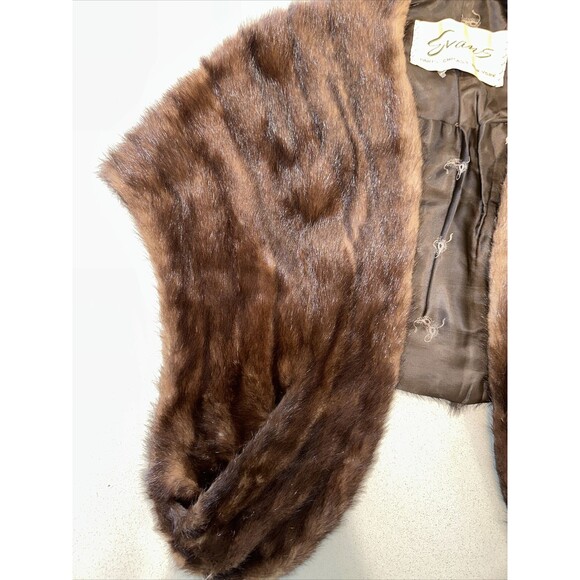 Vintage 20's Evans Chicago Fur Mink Stole Collar Wrap Shawl Camel Fully Lined - Picture 8 of 15